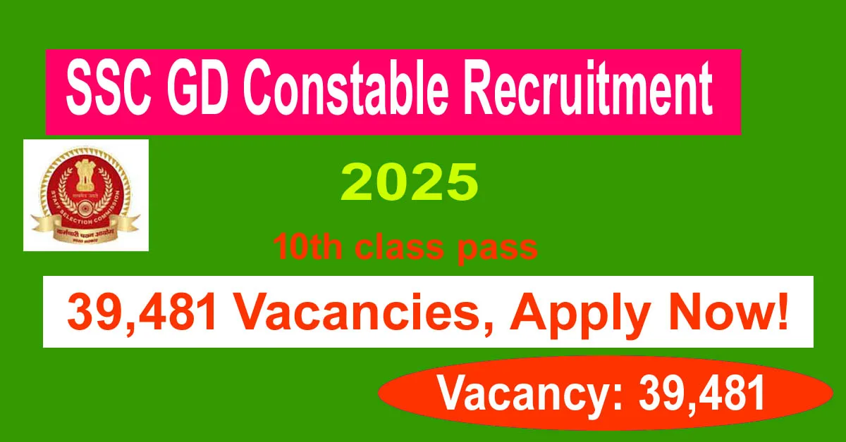 Read more about the article SSC GD Constable Recruitment 2025: 39,481 Vacancies, Apply Now!