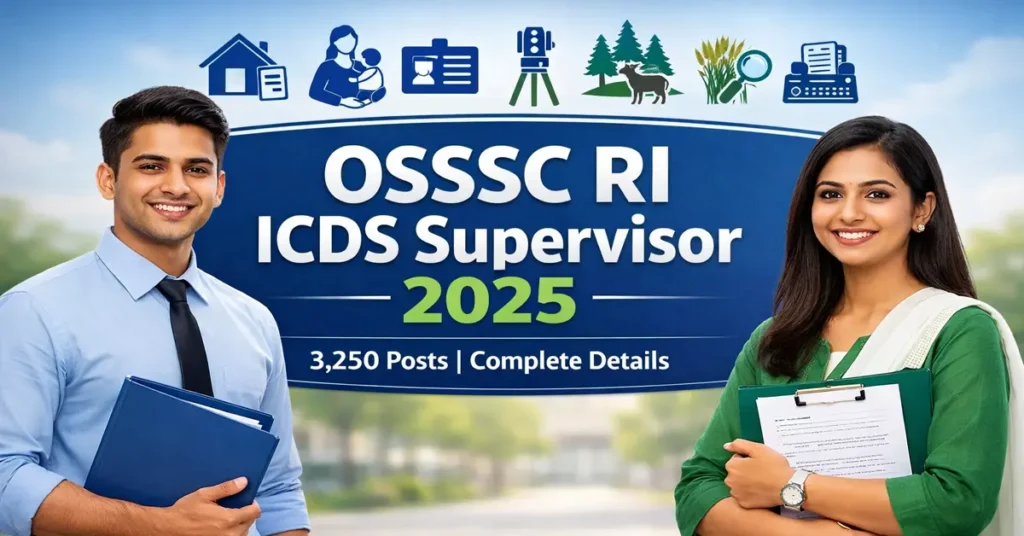 OSSSC RI ICDS Supervisor Recruitment 2025 banner showing 3250 vacancies in Odisha