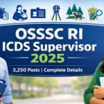 OSSSC RI ICDS Supervisor Recruitment 2025 banner showing 3250 vacancies in Odisha