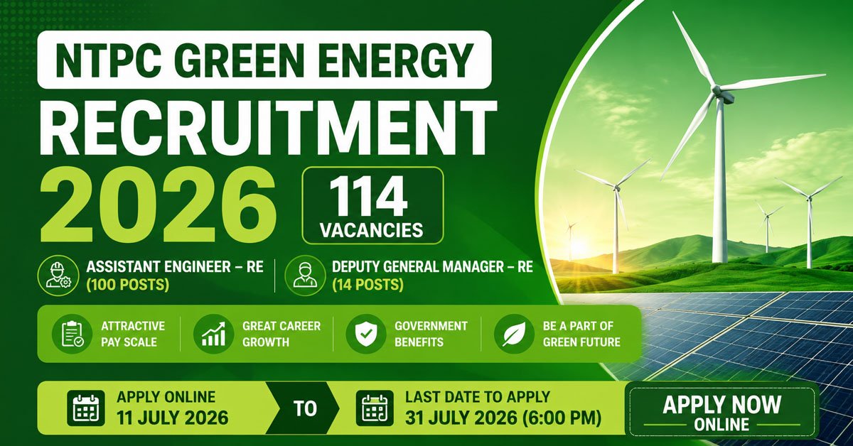 Read more about the article NTPC Green Energy Recruitment 2026: Apply for 114 Engineer & DGM Posts